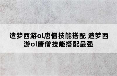 造梦西游ol唐僧技能搭配 造梦西游ol唐僧技能搭配最强